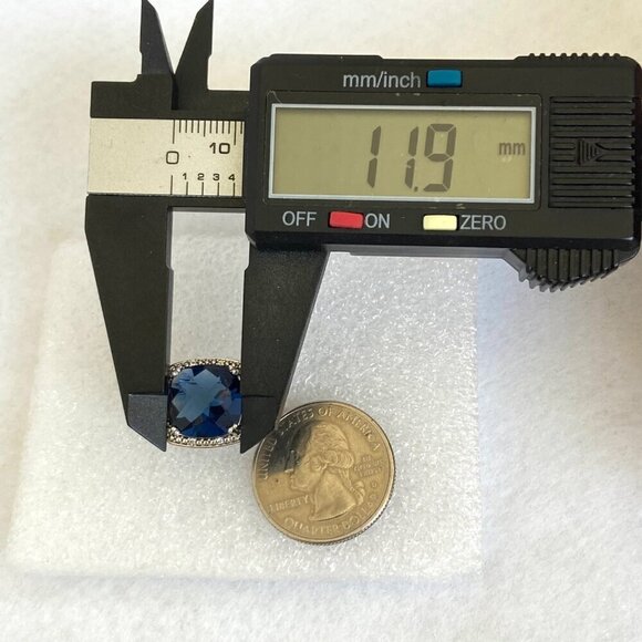 Sterling Silver 925 P☆M Blue Cubic Zirconia & Diamond Accent Stone Ring Sz 7 - Picture 14 of 16